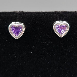 Swarovski Crystals Purple Heart Silver Plated Studs